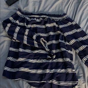 Off the shoulder striped long sleeve